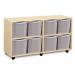 Quad Column Mobile Storage Unit -beech Effect with 8 Quad Sized Translucent Trays 437630