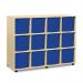 Quad Column Mobile Storage Unit- Beech Effect with 12 Quad Sized Blue Trays 437631