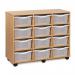 Triple Column Mobile Storage Unit- Beech Effect with 12 Double Translucent Trays 437651