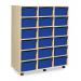 Triple Column Mobile Storage Unit- Beech Effect with 18 Double Blue Trays 437652