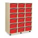 Triple Column Mobile Storageunit - Beech Effect with 18 Double Red Trays 437653