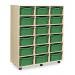 Triple Column Mobile Storage Unit- Beech Effect with 18 Double Green Trays 437654