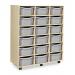 Triple Column Mobile Storage Unit- Beech Effect with 18 Double Light Grey Trays 437655