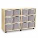 Quad Column Mobile Storage Unit -beech Effect with 12 Triple Sized Translucent Trays 437661