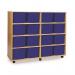 Quad Column Mobile Storage Unit- Beech Effect with 16 Triple Sized Blue Trays 437662