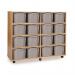 Quad Column Mobile Storage Unit -beech Effect with 16 Triple Sized Light Grey Trays 437665