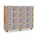 Quad Column Mobile Storage Unit -beech Effect with 16 Triple Sized Translucent Trays 437666