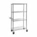 Adjustable Chrome Wire High Trolleywith Four Shelves and One Short Handle 437700