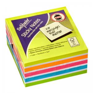 Snopake Multicoloured Rainbow NeonMix Sticky Notes 450 Sheet Cube 1