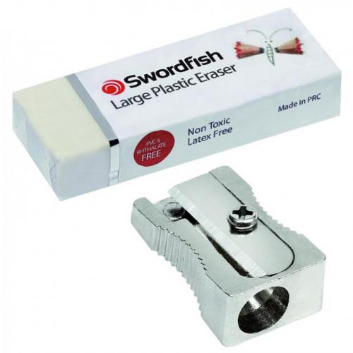 Swordfish Large Plastic Eraser Silver (12 x Blisters of 2) 40284 40284