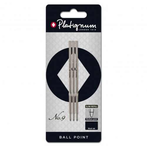 Platignum No.9 Ball Point Pen Refill Black Blistercard x3 (12 Packs) 50157 50157