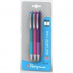 Platignum Tixx Ball Point Multicoloured Teal Pink Purple Pack 3 Blistercard (12 Packs ) 50502 50502