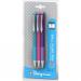 Platignum Tixx Ball Point Multicoloured Teal Pink Purple Pack 3 Blistercard (12 Packs ) 50502 50502