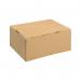 This photograph features a set of 10 brown Smart Box Packing Boxes Carton with Lid, each measuring 305x215x150mm. The boxes are neatly stacked on top of each other, ready to be used for packing or storage purposes. The lid adds an extra layer of protection for the contents inside.