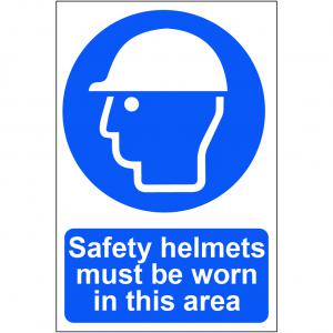 Image of Self adhesive semi-rigid PVC Safety Helmets Must Be Worn In This Area