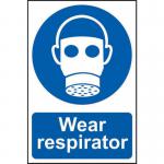 &lsquo;Wear Respirator&rsquo; Sign; Self-Adhesive Semi-Rigid PVC (200mm x 300mm)