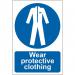Mandatory Self-Adhesive PVC Sign (200 x 300mm) - Wear Protective Clothing 0015