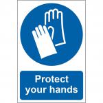 Mandatory Self-Adhesive PVC Sign (200 x 300mm) - Protect Your Hands
