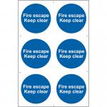 A red and white industrial fire safety sign with the words Fire escape Keep clear printed in bold letters. Made from 1.2mm recyclable PP material, it measures 200 x 300mm. The sign features the Spectrum logo and product number 0160 in small font at the bottom.