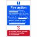 This photo captures a Spectrum Industrial Fire Safety Sign featuring a 1.2mm Recyclable PP material, measuring 200 x 300mm. The sign displays a clear Fire Action Procedure, making it a valuable addition to any industrial workplace.