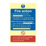 Fire Action Procedure&rsquo; Sign; 1.3mm Rigid Self Adhesive Photoluminescent (200mm x 300mm) 