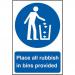 The photograph captures a series of bright yellow signs marked with the words Spectrum Industrial Waste Disposal and urging viewers to place all rubbish in bins provided. Made of 1.2mm recyclable PP material and measuring 200 x 300mm, the signs make a bold statement against littering and promote proper waste disposal practices.