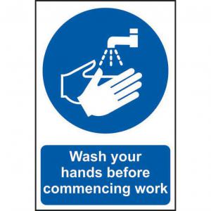 Self adhesive semi-rigid PVC Wash Your Hands Before commencing Work
