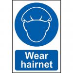 &lsquo;Wear Hairnet&rsquo; Sign; Self-Adhesive Semi-Rigid PVC (200mm x 300mm)