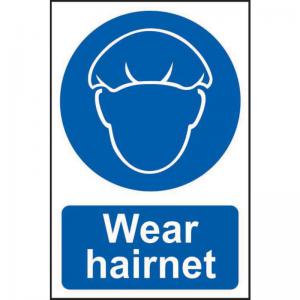 ‘Wear Hairnet’ Sign; Self-Adhesive Semi-Rigid PVC