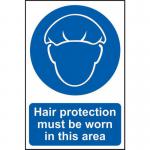 &lsquo;Hair Protection Must Be Worn&rsquo; Sign; Self-Adhesive Semi-Rigid PVC (200mm x 300mm)
