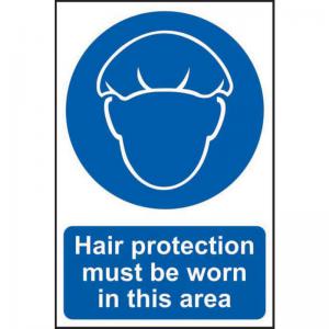 ‘Hair Protection Must Be Worn’ Sign; Self-Adhesive