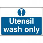 &lsquo;Utensil Wash Only&rsquo; Sign; Self-Adhesive Semi-Rigid PVC (300mm x 200mm)