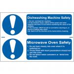 &lsquo;Dishwashing Machine Safety/Microwave Oven Safety&rsquo; Sign; Self-Adhesive Semi-Rigid PVC (300mm x 100mm) 2 Per Sheet