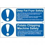 &lsquo;Deep Fat Fryer Safety/Potato Chipping Machine Safety&rsquo; Sign; Self-Adhesive Semi-Rigid PVC (300mm x 100mm) 2 Per Sheet 0454