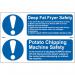 ‘Deep Fat Fryer Safety/Potato Chipping Machine Safety’ Sign; Self-Adhesive Semi-Rigid PVC (300mm x 100mm) 2 Per Sheet 0454