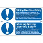 &lsquo;Slicing Machine Safety/Mincing/Mixing Machine Safety&rsquo; Sign; Self-Adhesive Semi-Rigid PVC (300mm x 100mm) 2 Per Sheet 0455