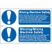 ‘Slicing Machine Safety/Mincing/Mixing Machine Safety’ Sign; Self-Adhesive Semi-Rigid PVC (300mm x 100mm) 2 Per Sheet 0455