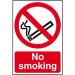 Self adhesive semi-rigid PVC No Smoking Sign (200 x 300mm). Easy to fix; simply peel off the backing and apply to a clean dry surface. 0550