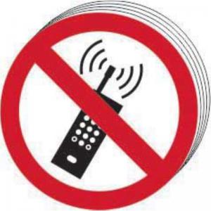 No mobile phones symbol - SAV 100mm dia. Pack of 10 0584