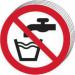 The picture features 10 round industrial prohibited signs with a diameter of 50mm. Each sign displays the not drinking water symbol and is designed by Spectrum. They are packaged and labeled as SAV.