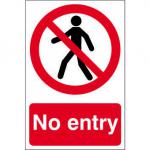 Self adhesive semi-rigid PVC No Entry Sign (200 x 300mm). Easy to fix; simply peel off the backing and apply to a clean dry surface.