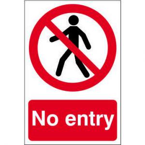 Self adhesive semi-rigid PVC No Entry Sign 200 x 300mm. Easy to fix;