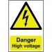 Self adhesive semi-rigid PVC Danger High Voltage Sign (200 x 300mm). Easy to fix; peel off the backing and apply to a clean and dry surface. 0761