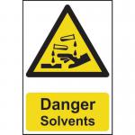 &lsquo;Danger Solvents&rsquo; Sign; Self-Adhesive Semi-Rigid PVC (200mm x 300mm)