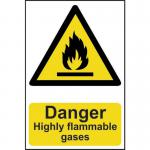 &lsquo;Danger Highly Flammable Gases&rsquo; Sign; Self-Adhesive Semi-Rigid PVC (200mm x 300mm)