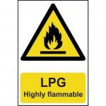 &lsquo;LPG Highly Flammable&rsquo; Sign; Self-Adhesive Semi-Rigid PVC (200mm x 300mm)