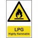 ‘LPG Highly Flammable’ Sign; Self-Adhesive Semi-Rigid PVC (200mm x 300mm) 0907
