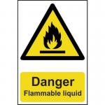 &lsquo;Danger Flammable Liquid&rsquo; Sign; Self-Adhesive Semi-Rigid PVC (200mm x 300mm)