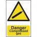 ‘Danger Compressed Gas’ Sign; Self-Adhesive Semi-Rigid PVC (200mm x 300mm) 0915