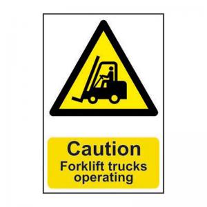 Caution Forklift trucks operating - 1.2mm Recyclable PP 200 x 300mm